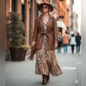 Vintage GUERRA Brown Leather Belted Coat – Size 38